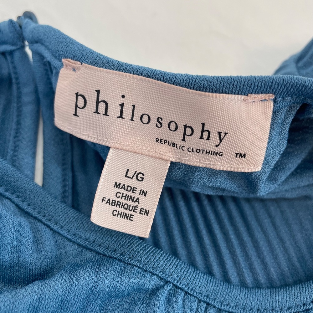 Philosophy Republic Clothing Short Sleeve Top Blue Women’s Size Large - Picture 5 of 12